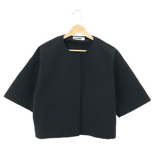 ジルサンダー JIL SANDER コート ノーカラー ロングコート エポレット コットン アウター レディース 36(S相当) ネイビー