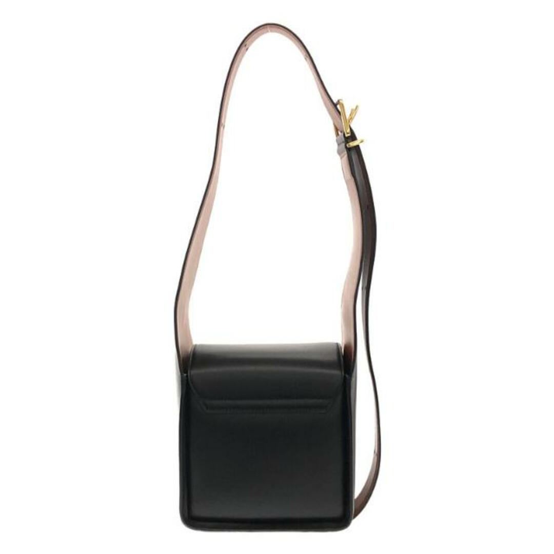 【美品】  JIL SANDER / ジルサンダー | border leather tote / ボーダー オールレザー スクエア ショルダーバッグ | ー | ダークブラウン/ブルー | レディース