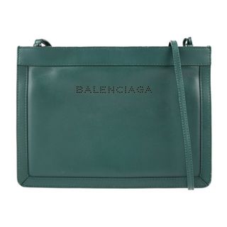 バレンシアガ(Balenciaga)のBALENCIAGA バレンシアガ  ネイビーポシェット ショルダーバッグ 339937 レザー   グリーン シルバー金具  2WAY セカンドバッグ パンチング 【本物保証】(ショルダーバッグ)