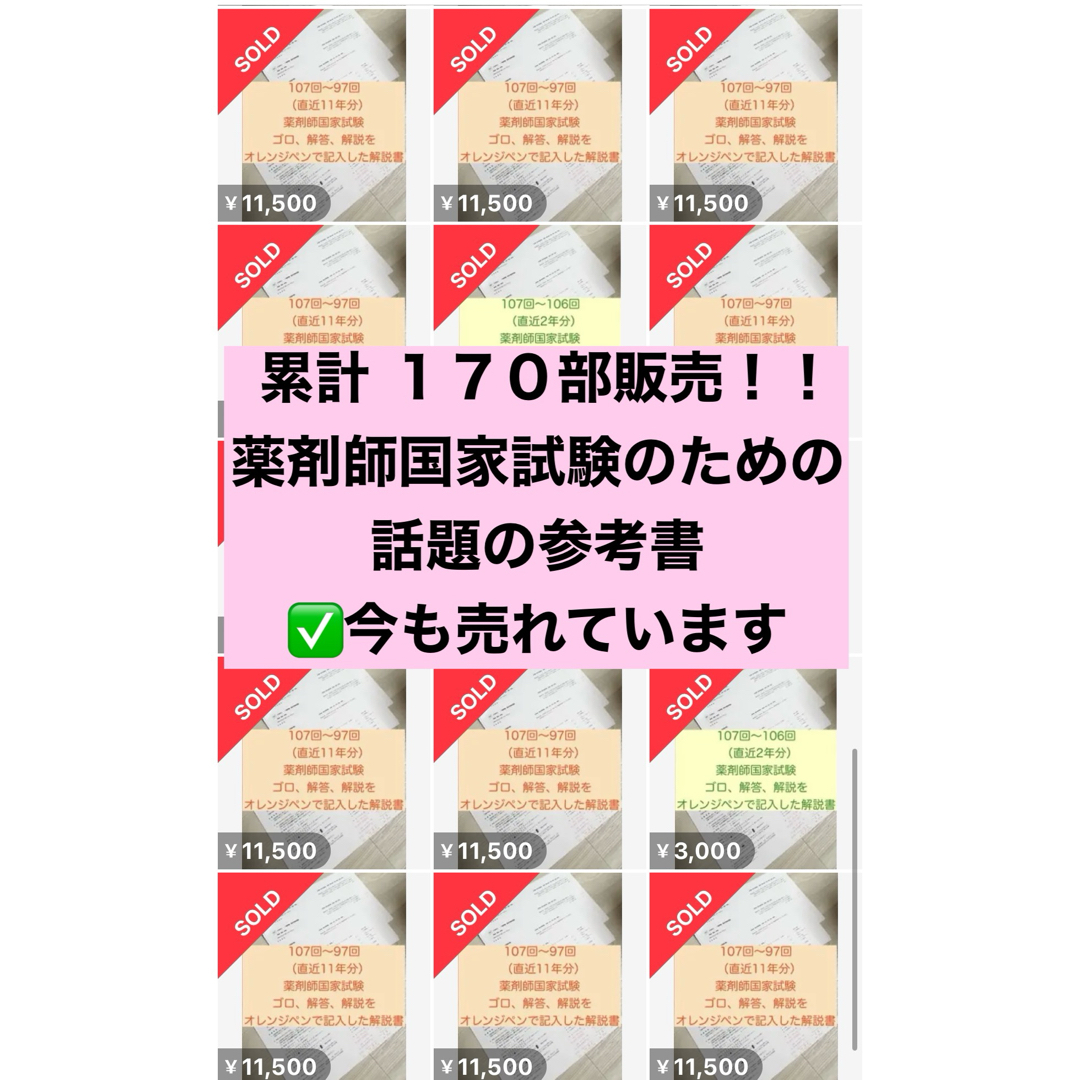 USB版108回〜97回薬剤師国家試験　ゴロ解答解説をオレンジペンで記入参考書 エンタメ/ホビーの本(資格/検定)の商品写真