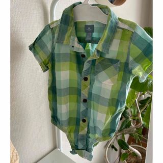 ベビーギャップ(babyGAP)のBaby GAP チェックの半袖ロンパース(ロンパース)