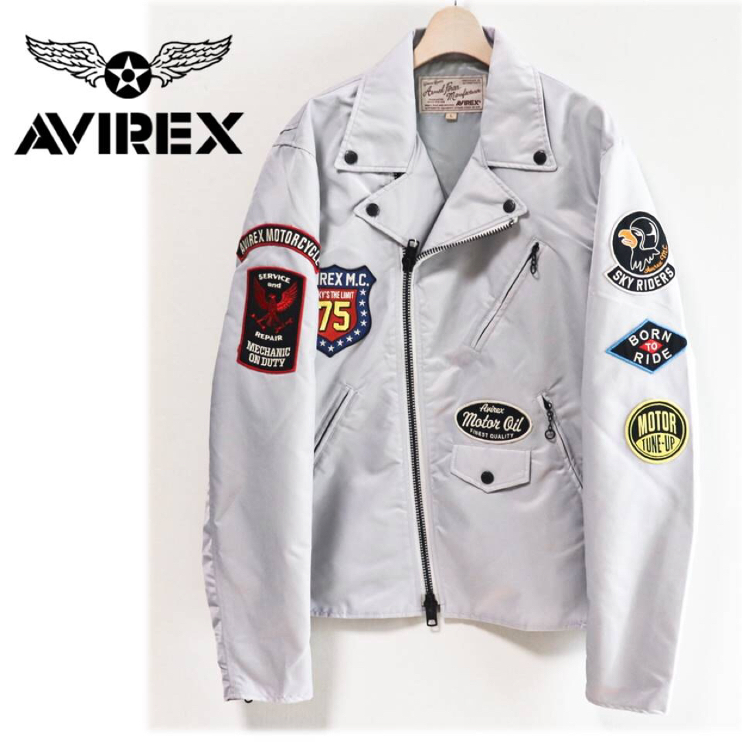 アヴィレックス》新品 豪華ワッペン ナイロンライダースジャケット