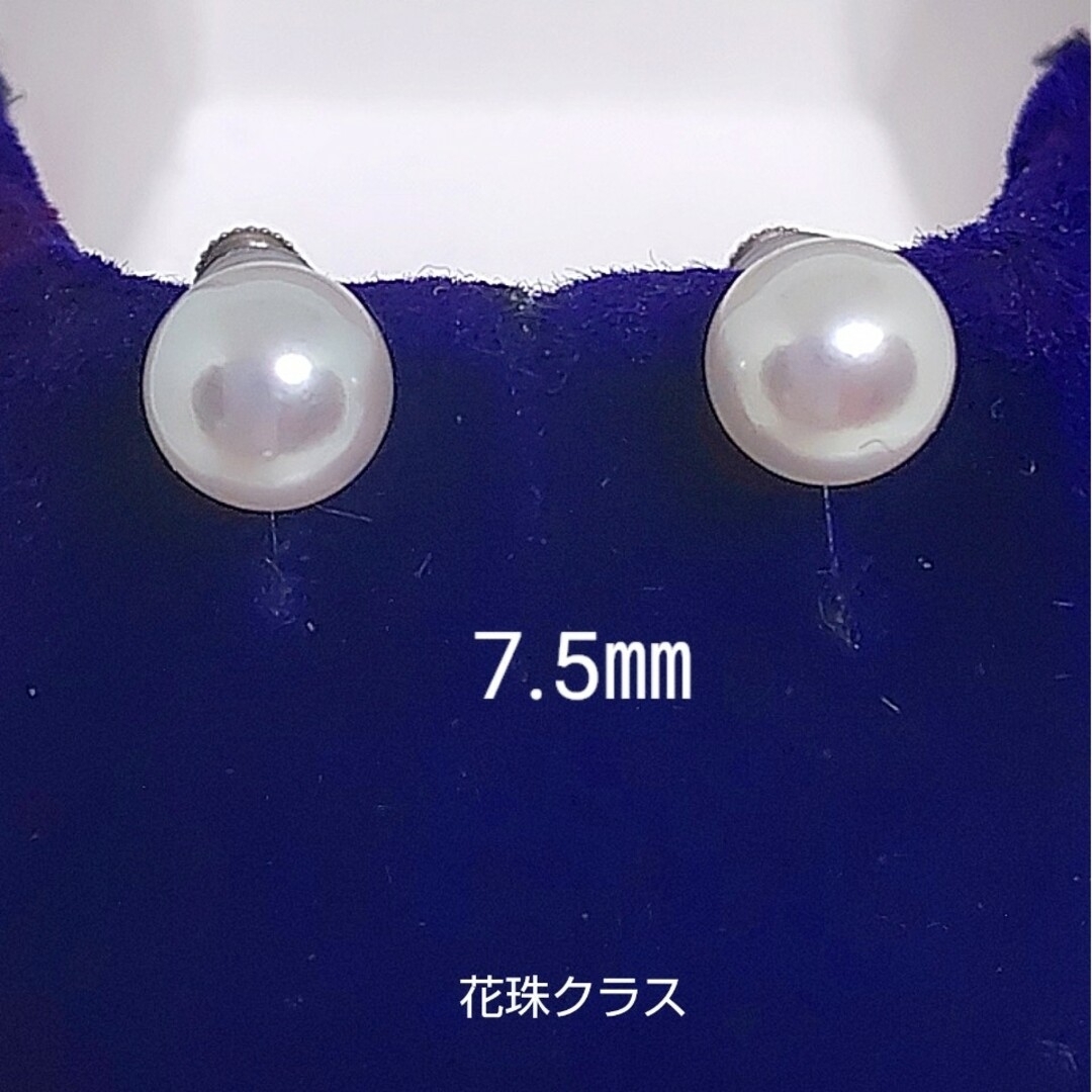 お買得❗️花珠級 あこや真珠 イヤリング SV925製 ロジウム加工済み