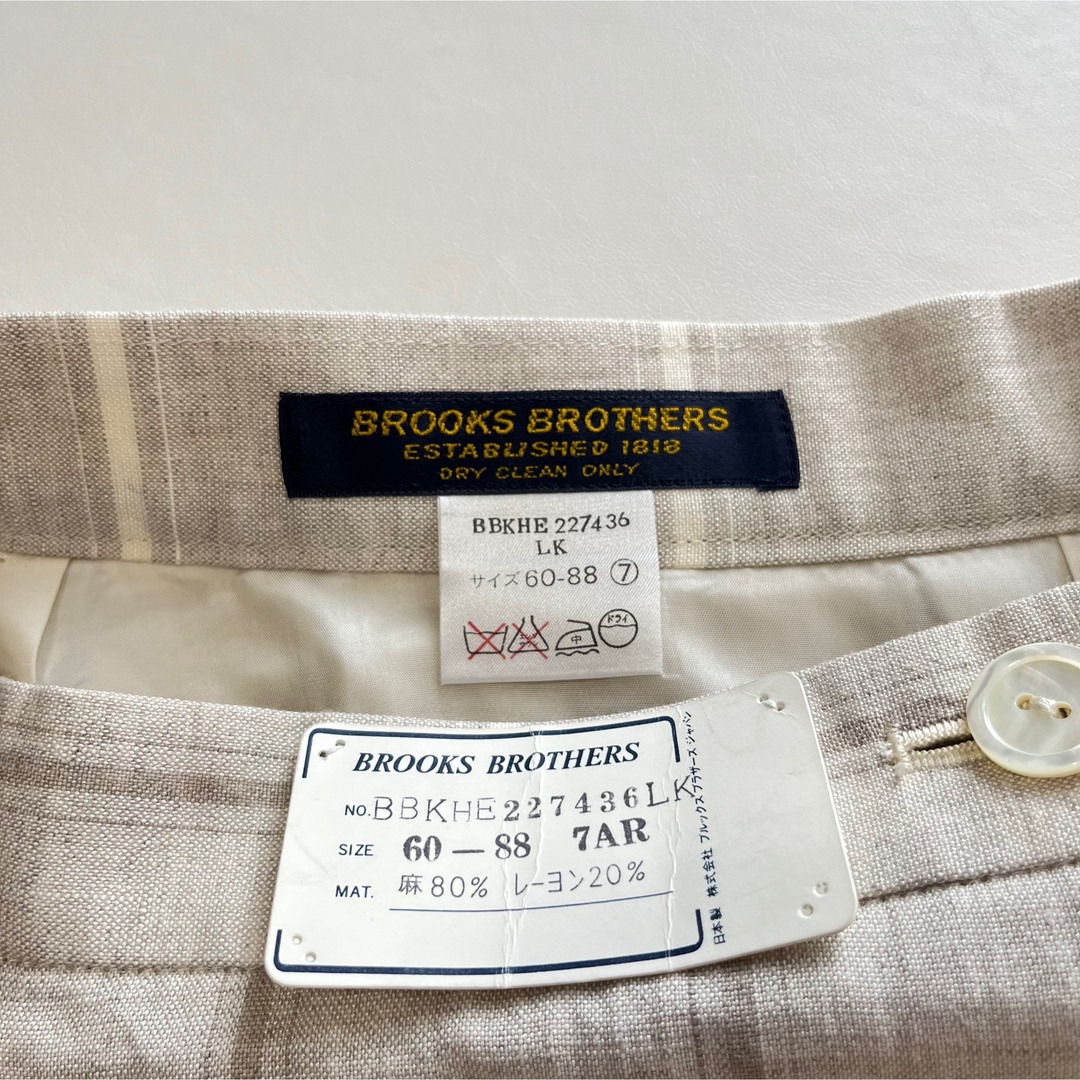 Brooks Brothers(ブルックスブラザース)の【新品】ブルックスブラザーズ　麻　チェックスカート　7号　タグ付き　日本製 レディースのスカート(ひざ丈スカート)の商品写真