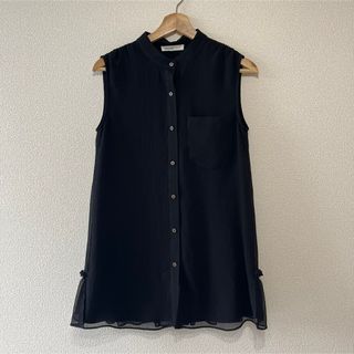 フォクシー(FOXEY)の【極美品】ADEAM ノースリーブブラウス　2 黒　FOXEY 上品　綺麗(シャツ/ブラウス(半袖/袖なし))