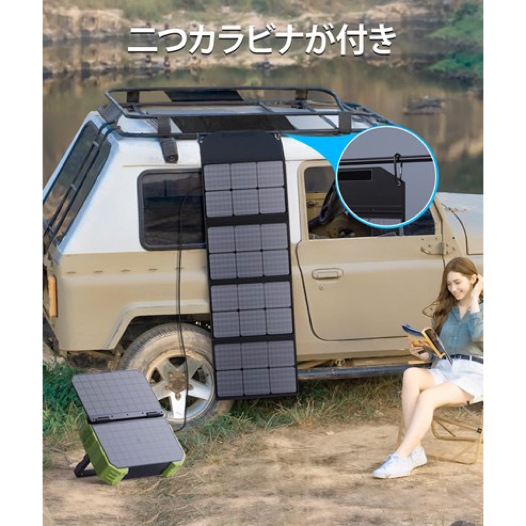 ソーラーチャージャー 120W ソーラーパネル 折りたたみ式 ソーラー 充電器 スポーツ/アウトドアのアウトドア(その他)の商品写真