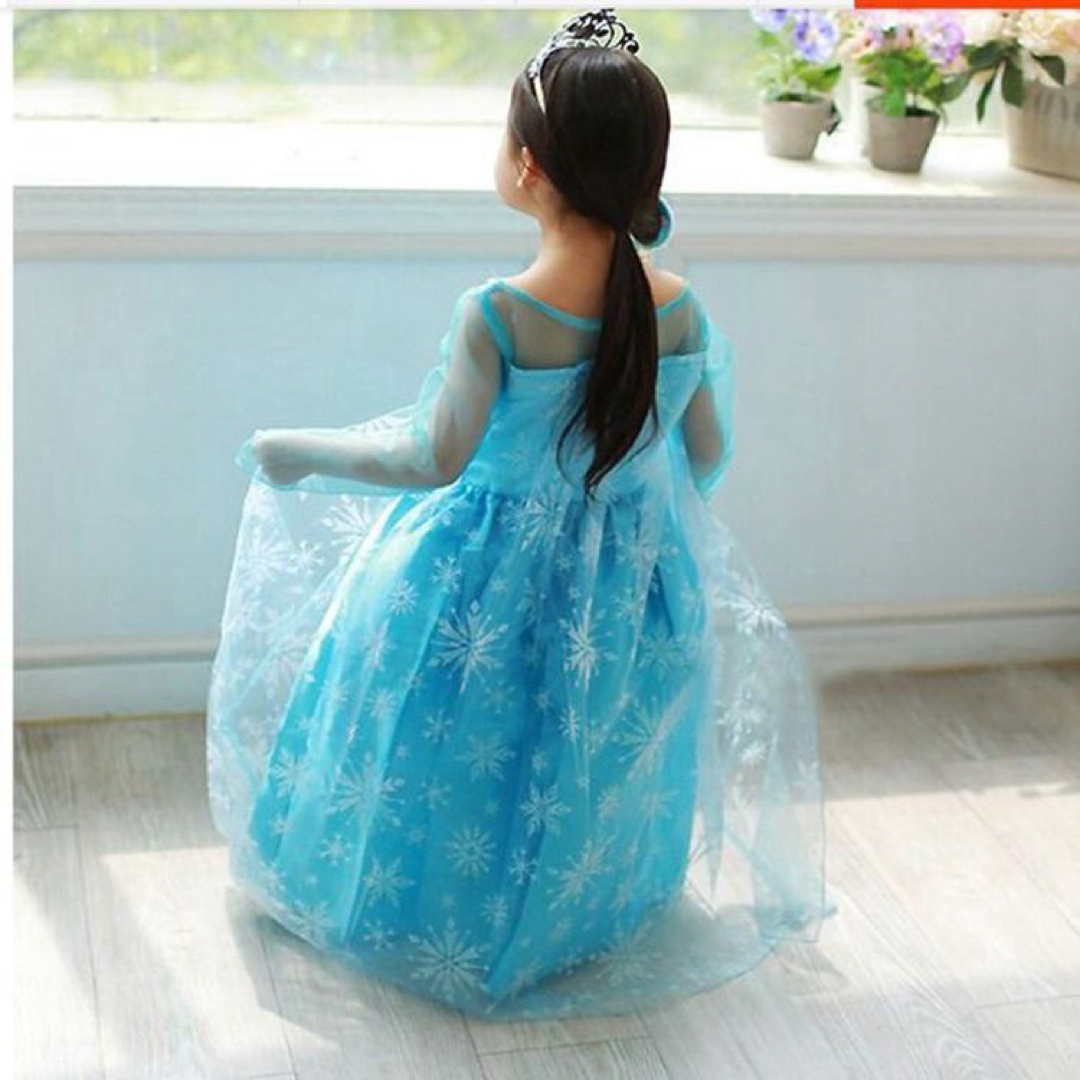 プリンセス　コスプレ　ハロウィン　衣装　雪　結晶　可愛い　青　ドレス　レース