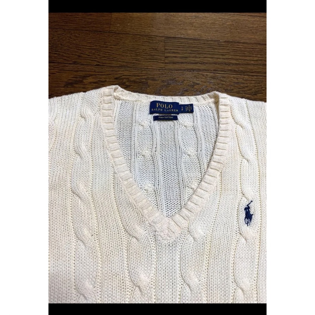 POLO RALPH LAUREN(ポロラルフローレン)の【希少 ピマコットン】 ラルフローレン ケーブル Vネック セーター  1469 レディースのトップス(ニット/セーター)の商品写真