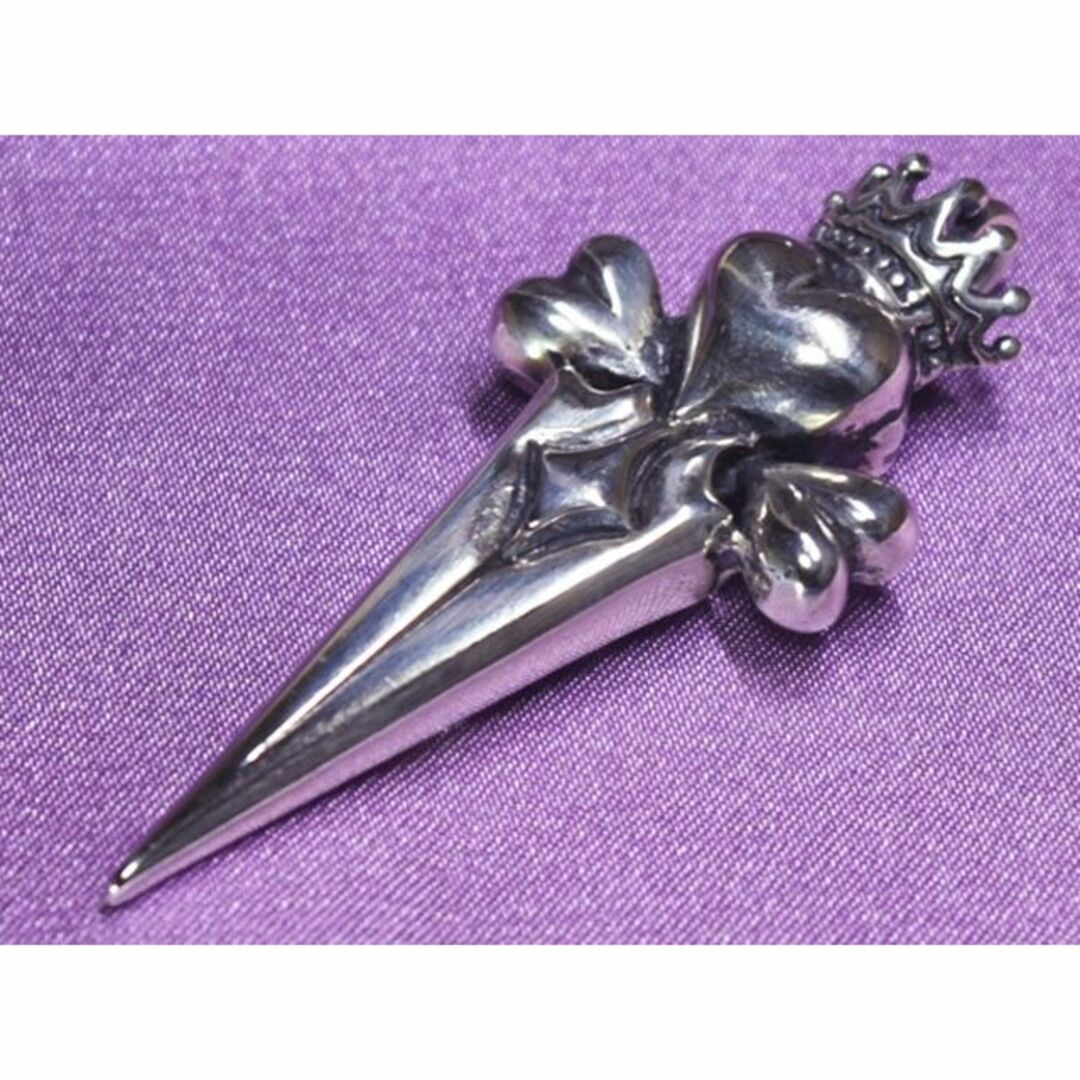 KING BABY Crowned Heart Cross Dagger 925