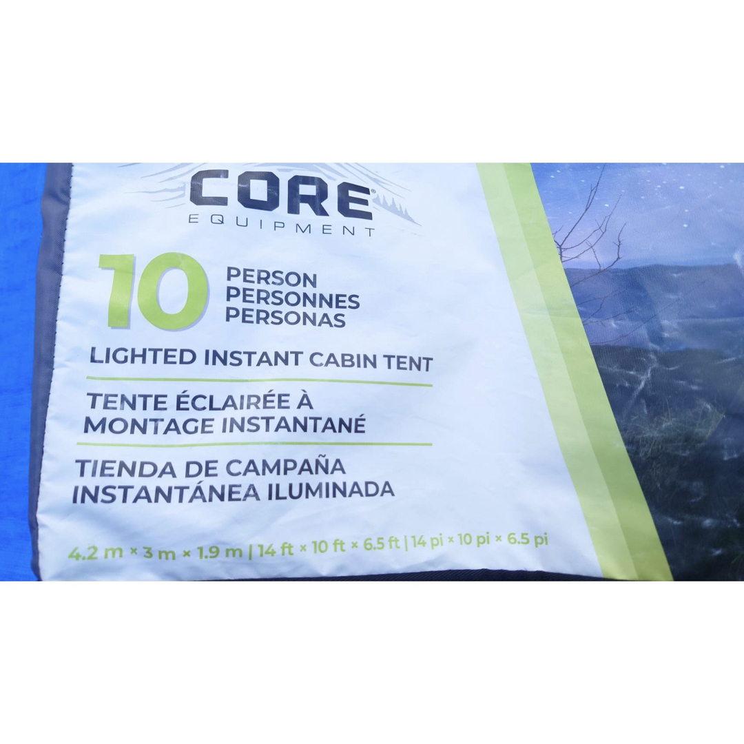 CORE コア 10人用 LEDライト付テント インスタント キャビン キャンプ