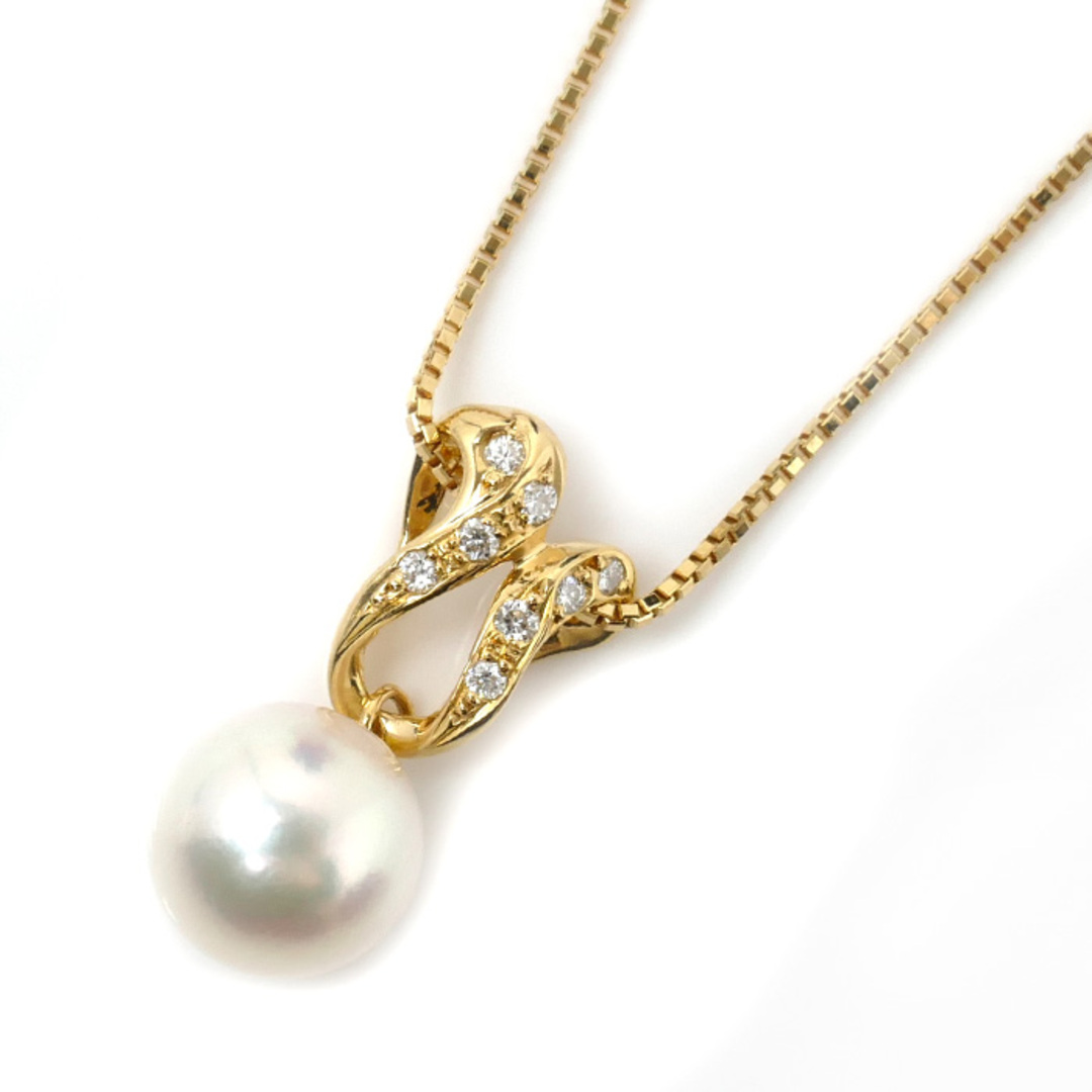 K18YG イエローゴールド ネックレス パール約8.2mm ダイヤモンド0.07ct