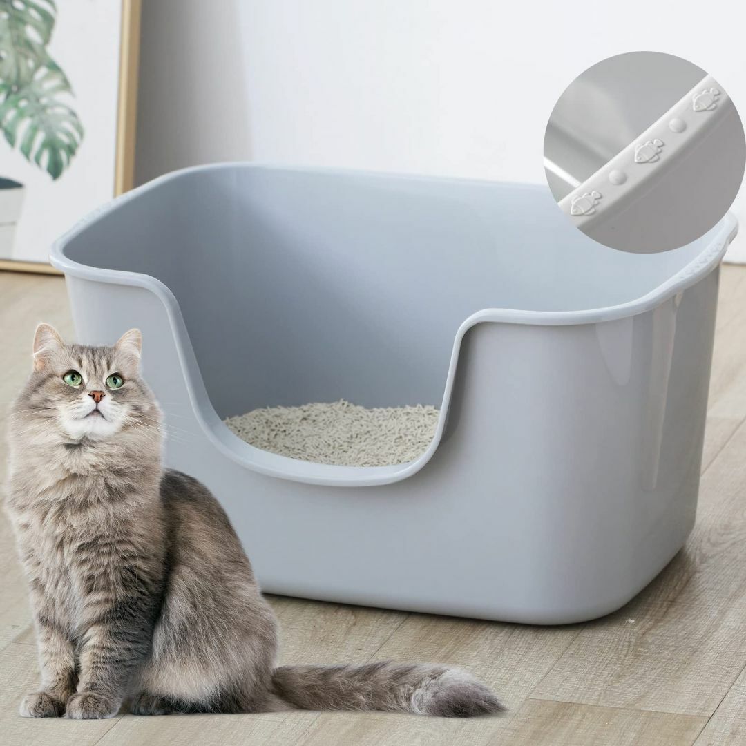 【色: グレー】Smart Paws 大きな猫のトイレ,かわい猫のトイレ64x4