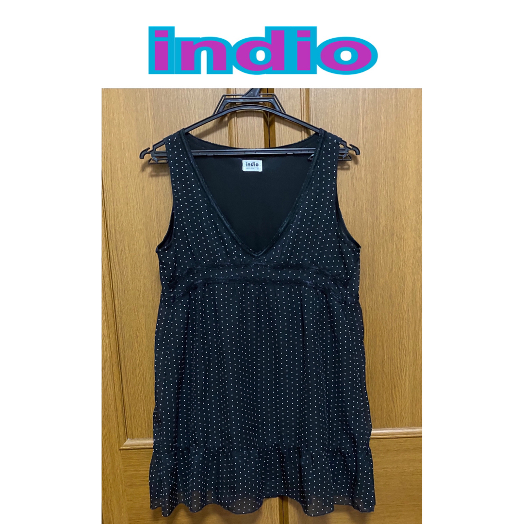 indio(インディオ)のindio (インディオ) ドット柄チュニック(色 黒系×白系) レディースのトップス(チュニック)の商品写真