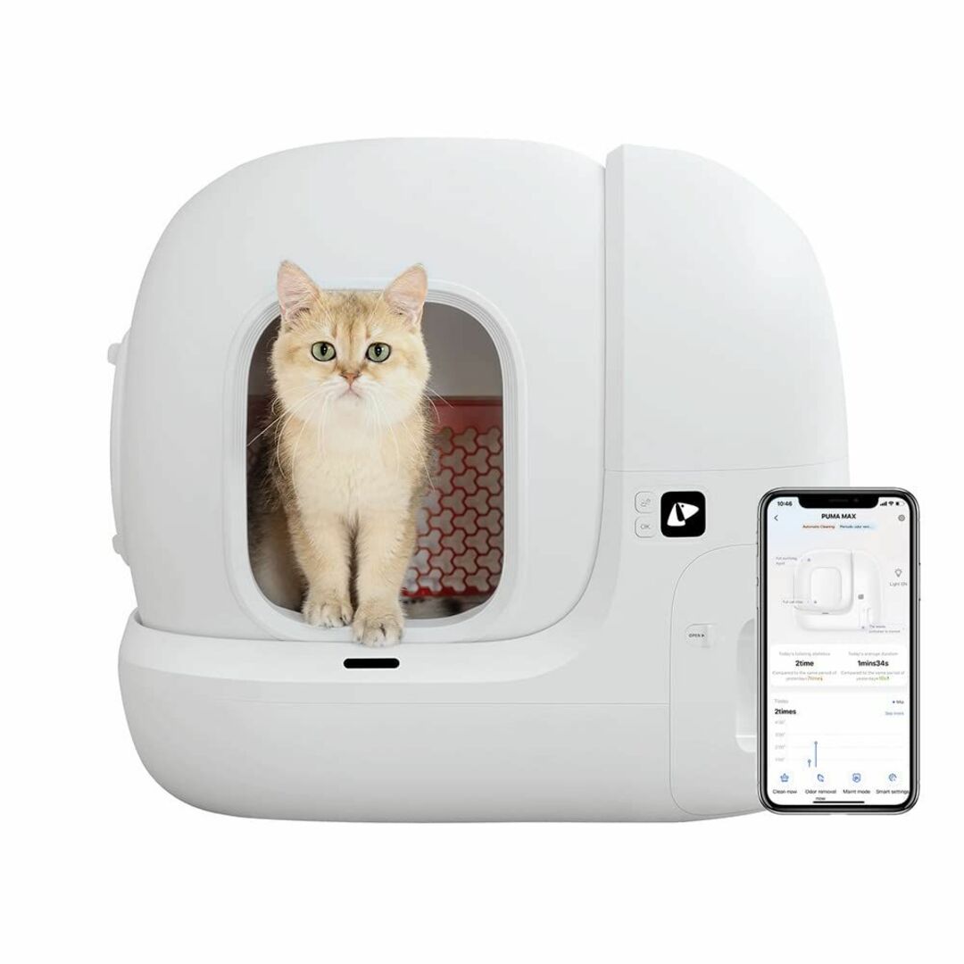 その他PETKIT 猫 トイレ スマホ管理 センサー付き 飛散防止 自動 定期清掃 掃