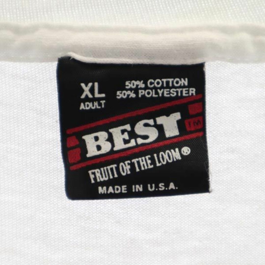 フルーツオブザルーム 90s オールド USA製 プリント 半袖 Tシャツ XL ホワイト系 FRUIT OF THE LOOM ロゴ メンズ  【中古】 【230827】