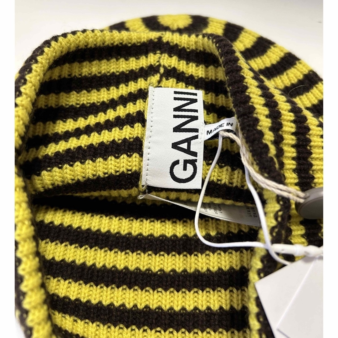 新品 GANNI ガニー リブ編みウール&カシミヤ混 ビーニー ニット帽