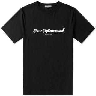 ゴーシャラブチンスキー(Gosha Rubchinskiy)の【貴重】17AW Gosha rubchinskiy 半袖Tシャツ 黒 Mサイズ(Tシャツ/カットソー(半袖/袖なし))