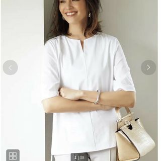 ドゥクラッセ(DoCLASSE)の未使用品 ドゥクラッセ Tシャツ カットソー 五分袖 キーネック コットン(Tシャツ(半袖/袖なし))