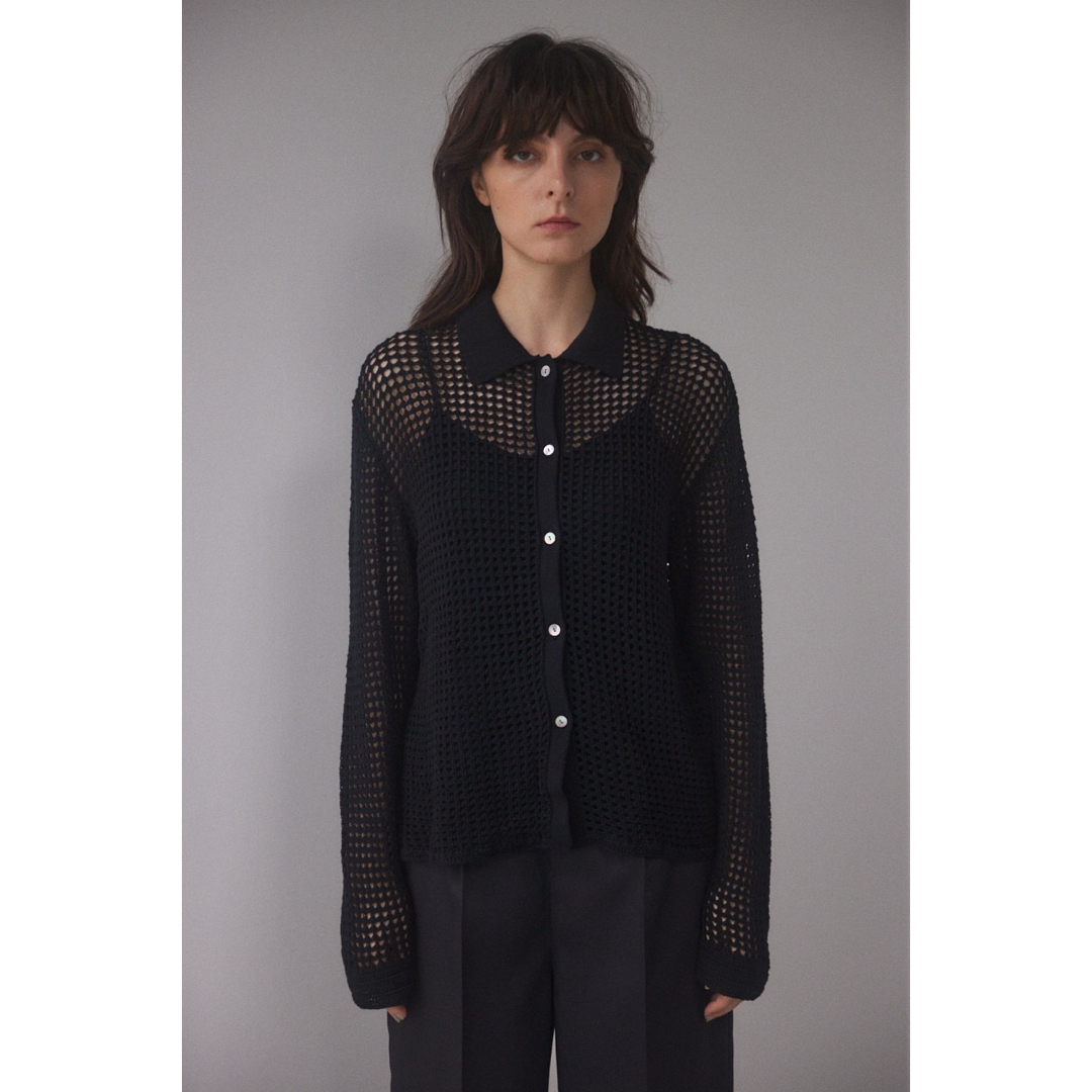 BLACK by moussy(ブラックバイマウジー)のBLACK BY MOUSSY　mesh knit shirt レディースのトップス(シャツ/ブラウス(長袖/七分))の商品写真