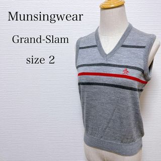 マンシングウェア(Munsingwear)のマンシングウェア グランドスラム 袖なし ベスト ニット ゴルフ グレー 2(ベスト)