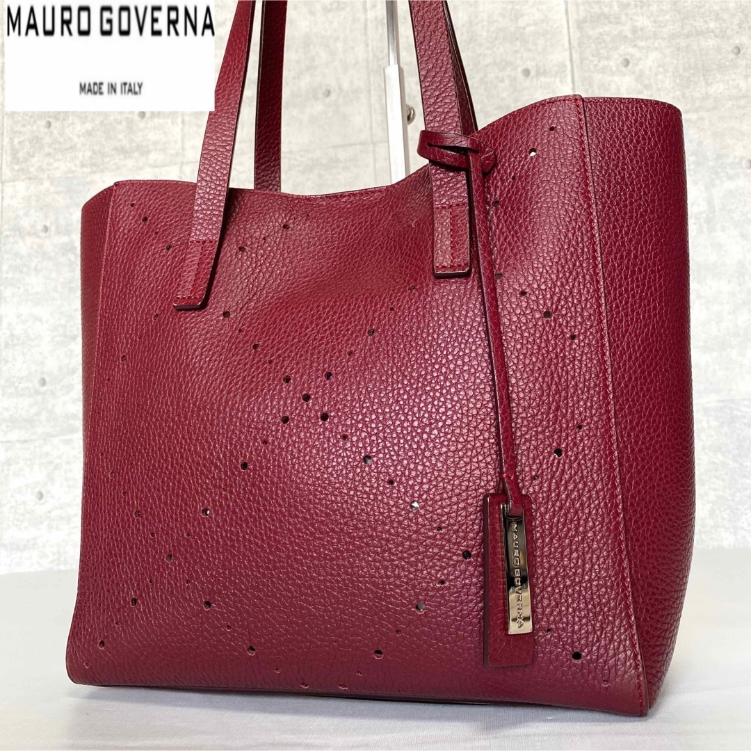 【美品】MAURO GOVERNA BORSA6232 ボルドー トートバッグ