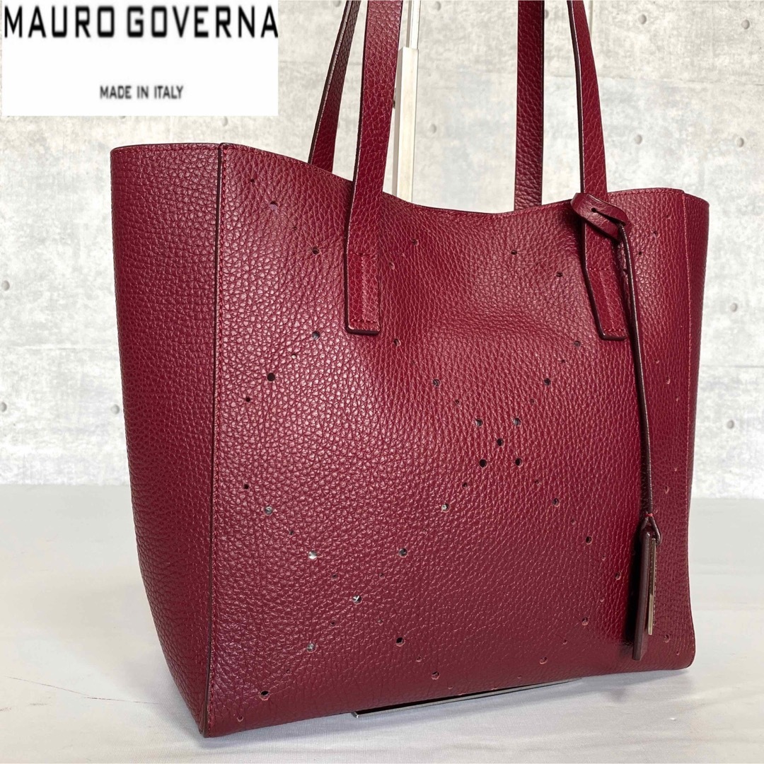 【美品】MAURO GOVERNA BORSA6232 ボルドー トートバッグ