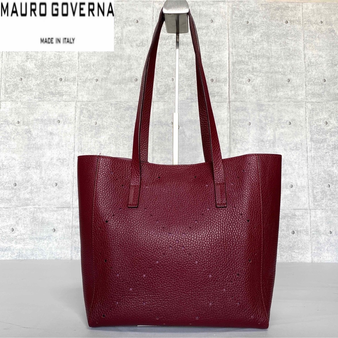 【美品】MAURO GOVERNA BORSA6232 ボルドー トートバッグ