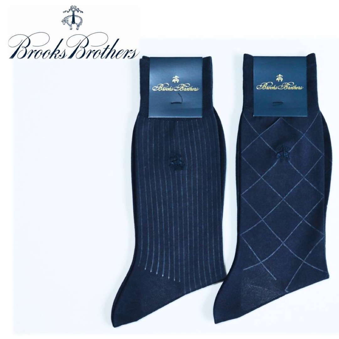 Brooks Brothers(ブルックスブラザース)の《ブルックスブラザーズ》新品 ロゴ刺繍入 ビジネスソックス2足 25~26cm メンズのレッグウェア(ソックス)の商品写真