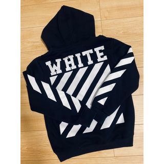 値下げ　美品off-white オフホワイト　フードパーカーネイビーMサイズ