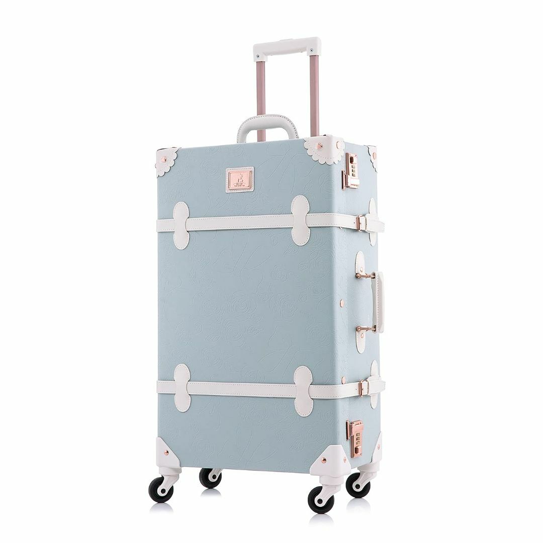 色: エンボス花柄ブルー】[Uniwalker] かわいい スーツケース 可愛