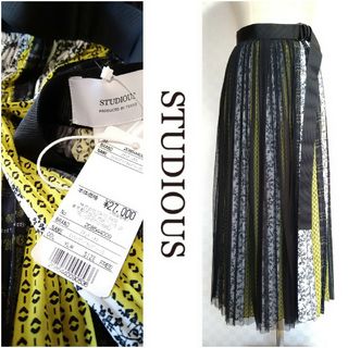 【未使用】【定価￥27000】STUDIOUS ストライプパネルプリーツスカート