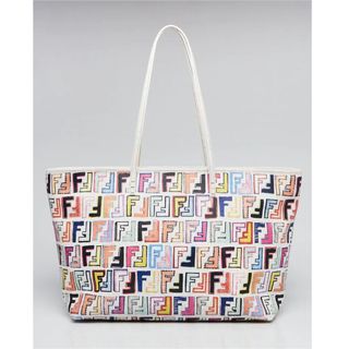 フェンディ(FENDI)の美品 フェンディ ズッカ トートバッグ マルチカラー ホワイト(トートバッグ)