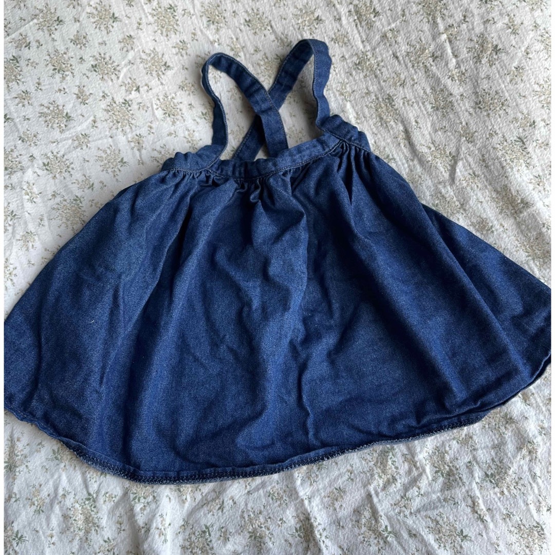 milkbalm サスペンダースカート 80 デニム ブルー 韓国子供服 キッズ/ベビー/マタニティのベビー服(~85cm)(スカート)の商品写真