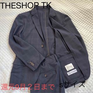 THE  SHOP TK スーツ、ズボン　黒　チェック　s(セットアップ)