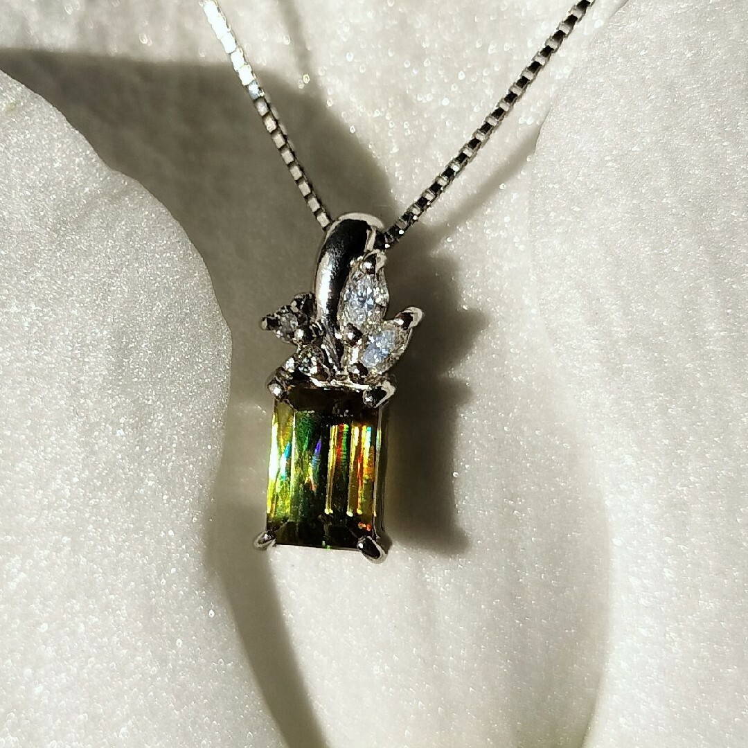 ダイヤモンド×スフェーン ネックレス Pt900 1.17ct 0.12ct-www