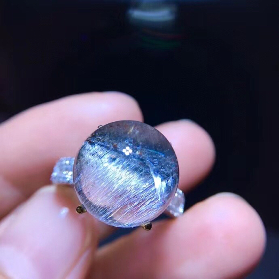 ⭐︎【高級】プラチナタイチンルチルクォーツ リング s925 13.2mmの ...