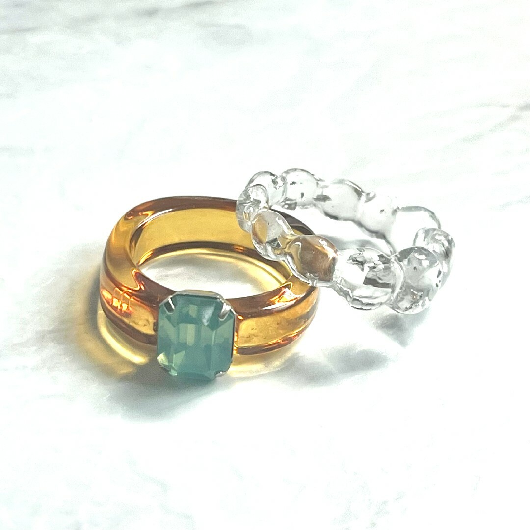 新品 韓国 クリア リング セット ストーン アクセサリー 指輪 かわいい レディースのアクセサリー(リング(指輪))の商品写真