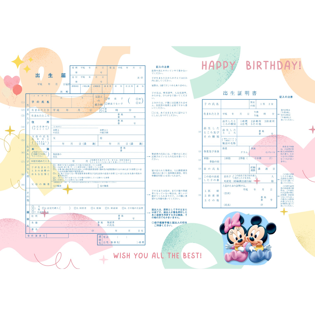 ディズニー ベイビー 出生届 キッズ/ベビー/マタニティのキッズ/ベビー/マタニティ その他(その他)の商品写真