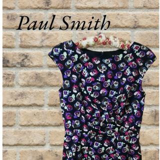 ポールスミス(Paul Smith)のポール・スミスブラックレーベル ワンピース ノースリーブ ミニスカ 花柄 上品(ミニワンピース)