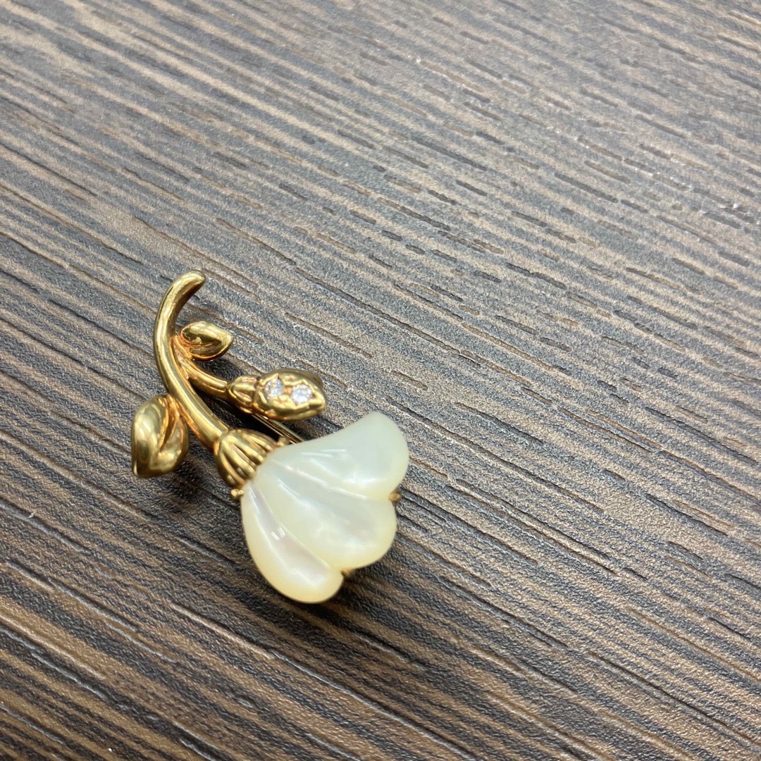 TASAKI フラワー＋ダイヤ ブローチ ペンダントトップ 0.02ct 18K-