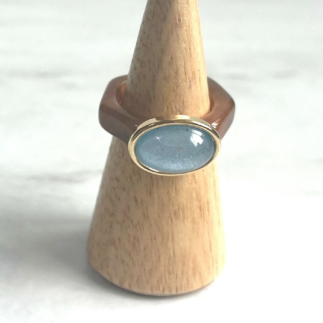 新品 韓国 リング ストーン 指輪 アクセサリー ブルー レディースのアクセサリー(リング(指輪))の商品写真