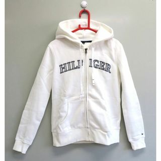 トミーヒルフィガー(TOMMY HILFIGER)のトミーヒルフィガー 　レディース　カッコ良いホワイトパーカー　フルジップ XS(パーカー)