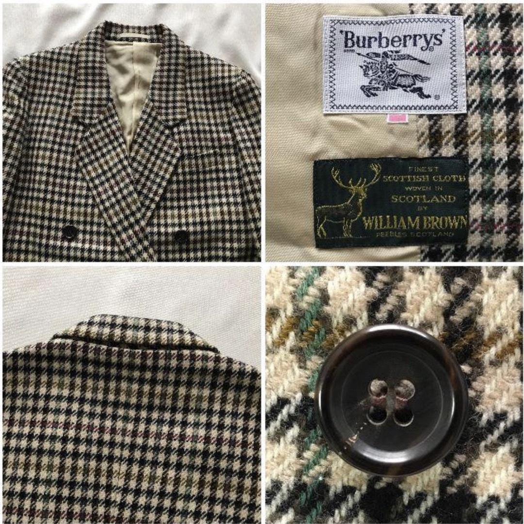 BURBERRY(バーバリー)の希少 オールドバーバリー 英国製生地使用 千鳥格子 ツイードダブルブレザー メンズのジャケット/アウター(テーラードジャケット)の商品写真