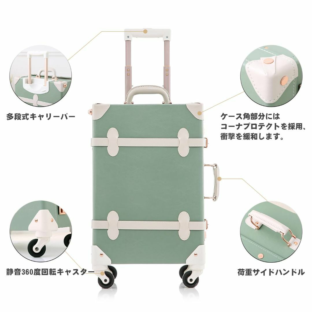 【色: Green】スーツケース キャリーケース 超細繊維PU 防水 傷にくい