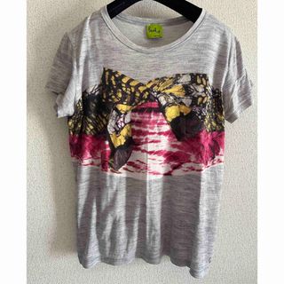 ポールスミス(Paul Smith)のポールスミス Tシャツ カットソー グレー トライバルプリント リボン柄  (Tシャツ(半袖/袖なし))