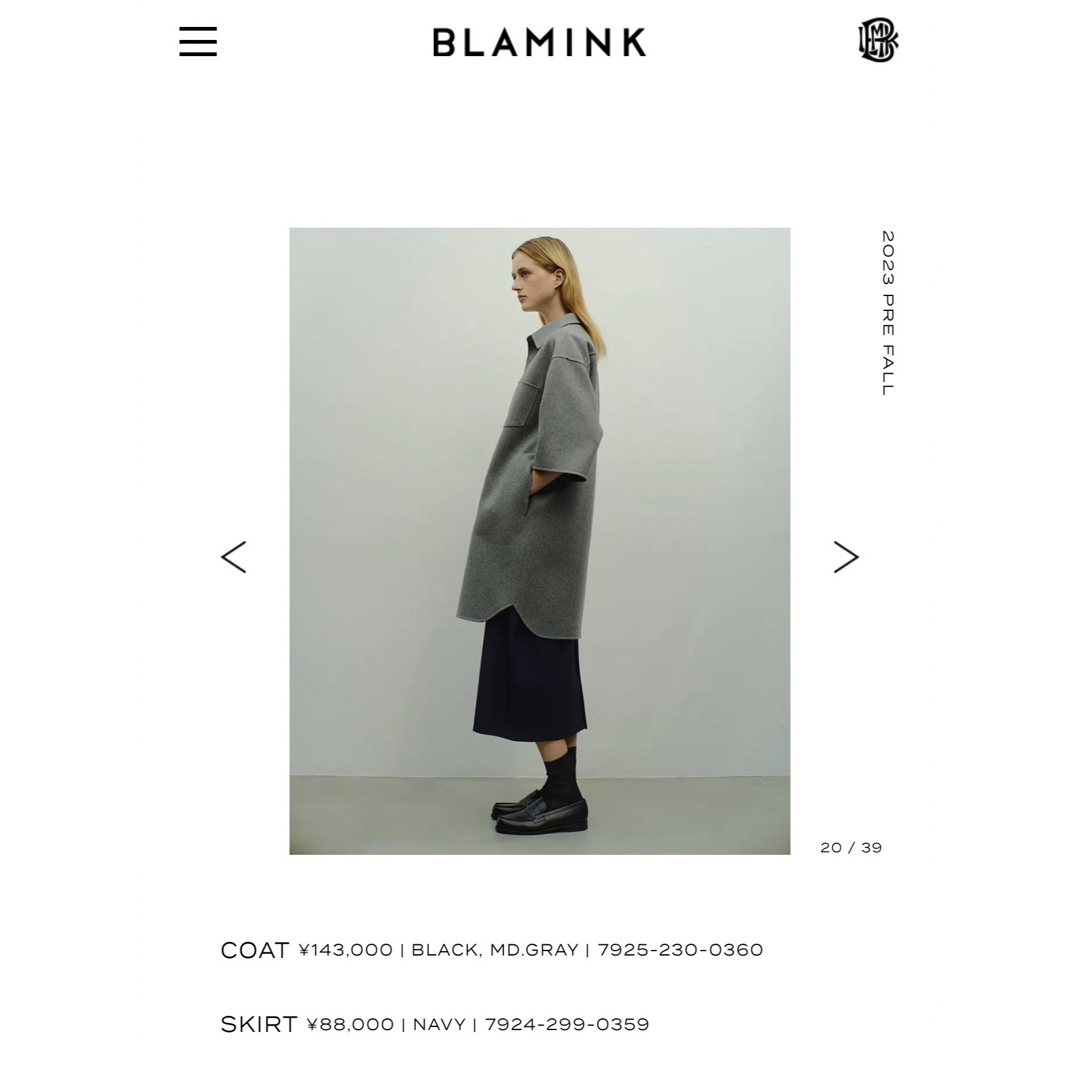 今季完売　BLAMINK コート　MD.GRAY