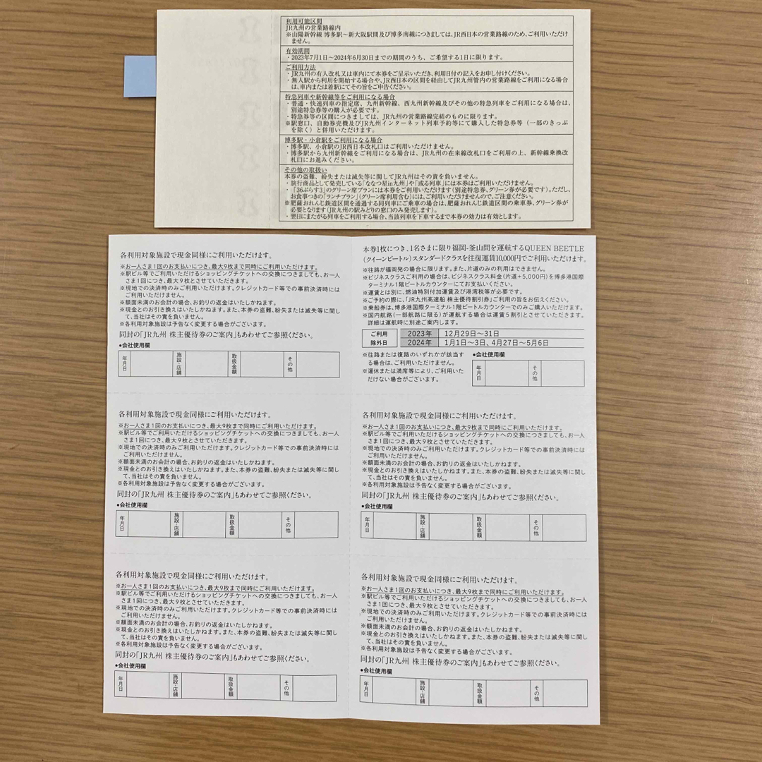 JR(ジェイアール)のJR九州　株主優待  jr九州 チケットの乗車券/交通券(鉄道乗車券)の商品写真