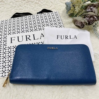 フルラ(Furla)のFURLA フルラ ラウンドファスナー 長財布 ウォレット ブルー 保存袋付(財布)