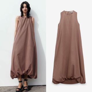 ザラ(ZARA)のミーさま　17 ZARA パフヘム ワンピース XS(ロングワンピース/マキシワンピース)