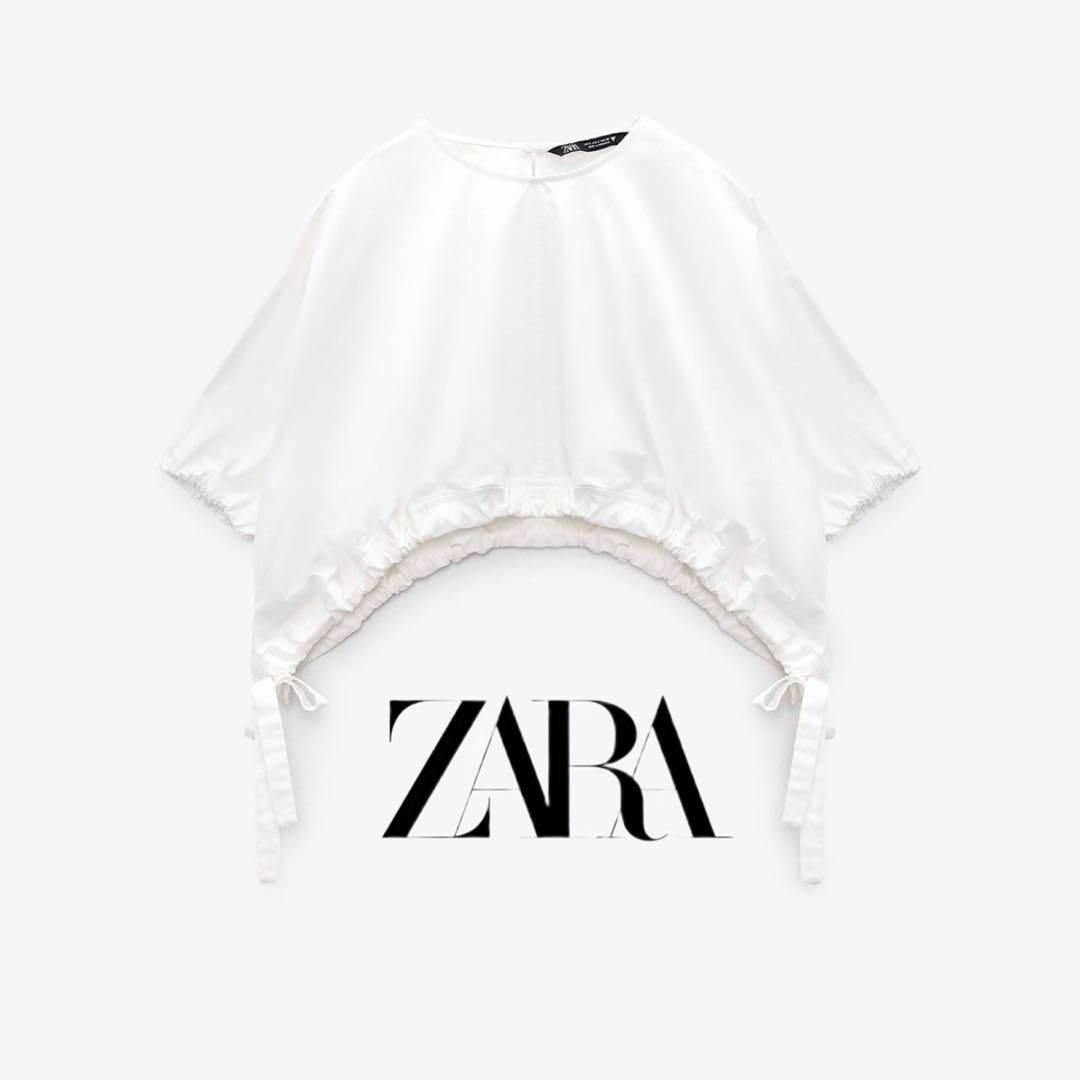 ZARA(ザラ)の25 ZARA タイ ギャザートップス XS レディースのトップス(カットソー(半袖/袖なし))の商品写真